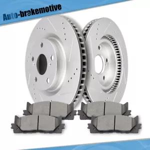 ROTORES DE FRENO DE RANURA DE TALADRO DELANTERO Y PASTILLAS DE CERÁMICA APTOS PARA ES350 TOYOTA AVALON CAMRY - Imagen 1 de 10