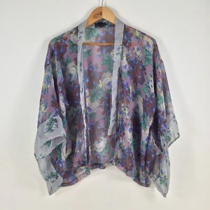 Topshop womens blouse kimono size 8 multicolour floral short sleeve 043804 - Picture 1 of 8