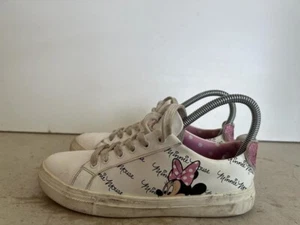 DISNEY LADIES WHITE LACE UP LOW TOP SNEAKERS SHOES UK SIZE 4 EUR 37 K26 - Picture 1 of 8