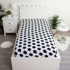 Football Single Fitted Sheet Black/White Hexagons Kids Cotton Bedding