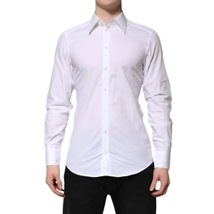 DOLCE & GABBANA Shirt White GOLD Cotton Poplin Dress Formal 39/US15.5/S 310usd - Picture 1 of 9