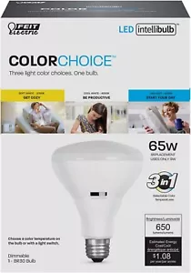 Feit Electric BR30 Medium Base LED Light Bulb Multiolor Choice Intellibulb - Picture 1 of 3