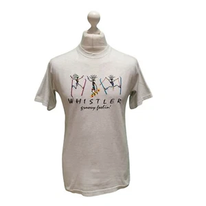 Vintage Whistler 90s T-Shirt Canada Apres Ski Grey Retro Women's Uk Meu 50 - Picture 1 of 5
