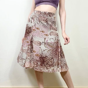 (L Petite) Falda Alina Salpicada de Cachemira Marrón y Rosa Estilo Coldwater Creek Y2k - Imagen 1 de 7
