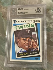 1989 Topps #665 NO COPYRIGHT ERROR Tony Oliva Signed Auto Beckett  - Picture 1 of 4