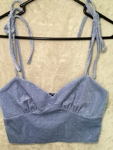 Forever 21 Velvet Sparkles Tie Top Crop Cami Size M - Picture 1 of 7