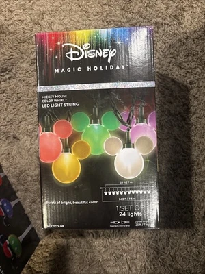 Disney Magic Holiday Mickey Mouse Rainbow Color Whirl LED String Lights Gemmy - Image 1 of 4