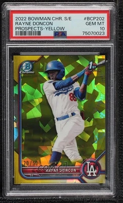 2022 Bowman Chrome Sapphire Edition Prospects Yellow /50 Rayne Doncon PSA 10 - Image 1 of 2