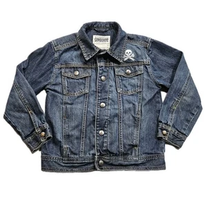 Gymboree Denim Jean Jacket Unisex Boys Girls XS (4/5) Blue Skull Bones Accent - Picture 1 of 11