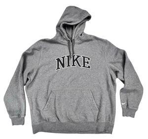 Nike Grey Pullover Hoodie Mens XXL Embroidered Letters Kangaroo Pockets Vntg Y2K - Picture 1 of 16