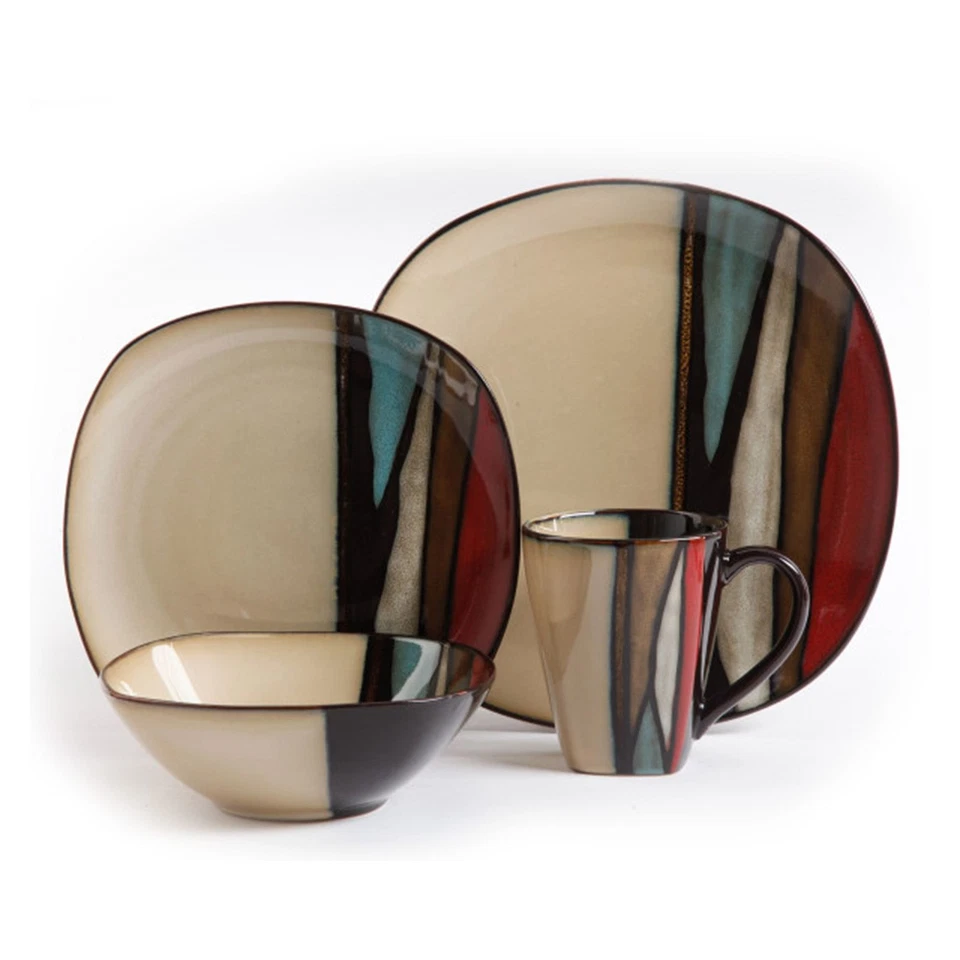 Gibson Elite Althea 16-Piece Stoneware Dinnerware Set, Red - Image 1 of 1