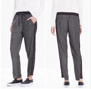 MADEWELL Track Trousers in Graph Grid Print Black/white Size Medium Women’s - Picture 1 of 6