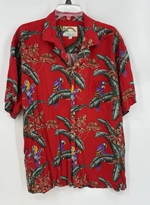 Vintage Paradise Found Magnum Hawaiihemd Herren L Buffet Parrothead Blumen Viskose - Bild 1 von 12