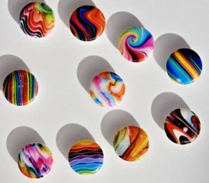 Marble button style - mulitcolured swirl / stripe 14mm shank - novelty buttons - Picture 1 of 22