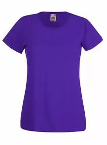 Mujer Fruit of the Loom Liso Cotton para Mujer Cuello Redondo Camiseta Camisa - Imagen 1 de 36