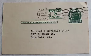 US Postal Card 1 cent revalued 2 cent used 1953 ad Monsey Products Roof Coating - Picture 1 of 2