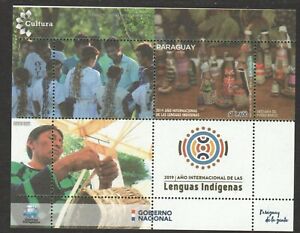 PARAGUAY 2019 INT'L YEAR OF INDIGENOUS LANGUAGE SOUVENIR SHEET OF 1 STAMP MINT