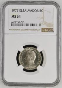 El Salvador 5 Centavos 1977 NGC MS 64 - Picture 1 of 2