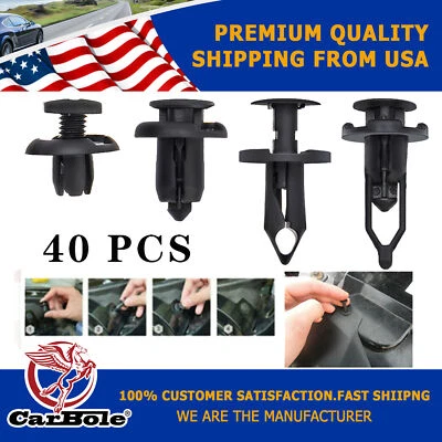 40pcs 7.5/8/9/10mm Nylon Bumper Push Fasteners Rivet Clips Car Bumper Retainer - Image 1 of 4
