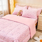 Viviland Twin Pink Rainbow Comforter Set For Girls, Kids Twin,