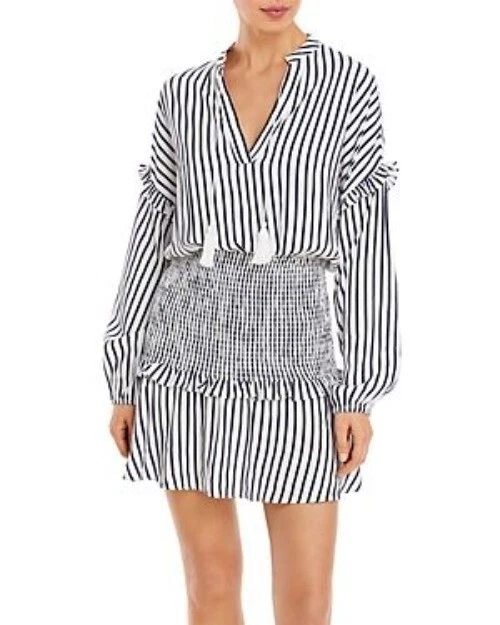 Aqua Dress Womens XL Navy & White Striped Smocked Peasant Dress - Image 1 of 1