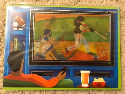 NIP Papyrus Fathers Day Card $6.95 Lenticular Sports Theme New Rare Father's - Image 1 of 2