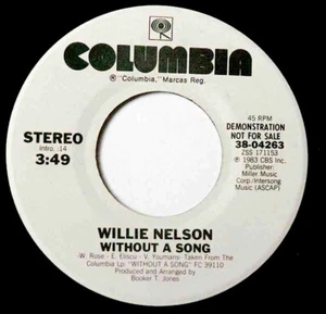 NELSON WILLIE *VG* "WITHOUT A SONG" 1983 US DBL A-SIDED PROMO 45  - Imagen 1 de 1