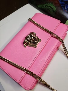Versace Grained Calfskin Palazzo Chain Bag - Pink - Picture 1 of 18