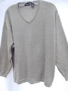 Claiborne sweater fine knit lightweight marled yarn beige tan v-neck sz XL MINT - Picture 1 of 4