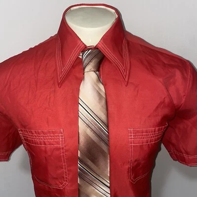 Corbata de poliéster vintage años 60 70 para hombre mediados de siglo delgada discoteca estrecha marqués Foto 1 de 4