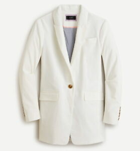 J Crew Women's Long Parke Blazer in Corduroy Cream Ivory Jacket AQ231 Size 4 NEW