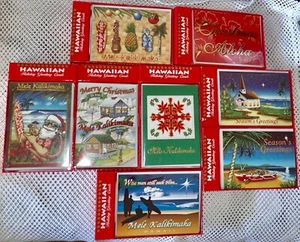 New Unused Hawaiian Christmas Cards & Envelopes Spread The ALOHA - Picture 1 of 9