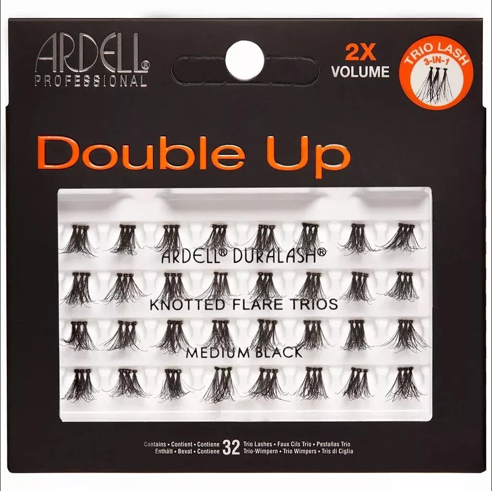 Pack of 10 - ARDELL Double Trios Individual Knotted Flare Lashes Medium - Image 1 of 1