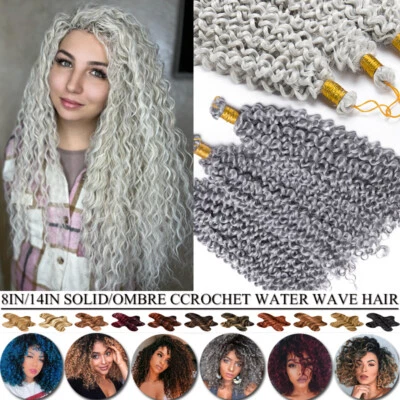 SILVER GRAY Deep Wave Bulk Hair Bundle Braids Ocean Wave Crochet Extensions Long - Image 1 of 4