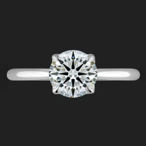 Platinum 1 Ct Round Cut Lab Grown Diamond Engagement Ring IGI Certified PT950 - Picture 1 of 15