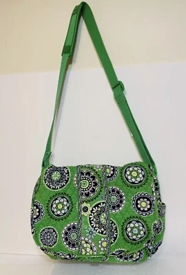 Vera Bradley Messenger Bag Green Cupcake Cotton Quilted Handbag Laptop NEW - Image 1 of 4