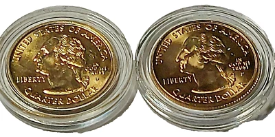 2000 P & D 25c Virginia State Quarters 24k Gold Plated Clad Uncirculated - Image 1 of 4