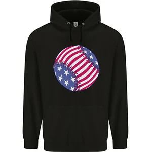 Baseball USA Stars and Stripes American Flag Childrens Kids Hoodie - Picture 1 of 88