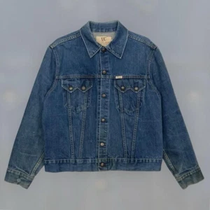 Vintage 70s DEECEE Western Cowboy Sawtooth Denim Jacket Adult L Blue Faded USA Rare - Bild 1 von 8