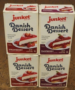 Paquete de variedad de postres daneses Junket frambuesa y fresa (2 cada uno) mezcla 4,75 oz e - Imagen 1 de 12