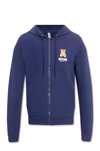 MOSCHINO Felpa con cappuccio con cerniera logo orsacchiotto blu navy taglia L prezzo disponibile £285