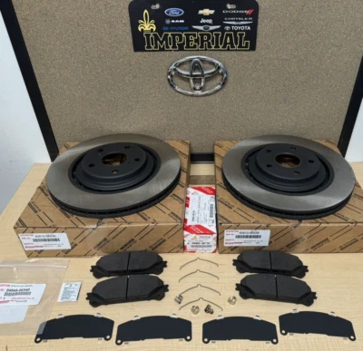 2008-2019 TOYOTA HIGHLANDER GENUINE OEM FRONT BRAKE KIT ROTORS, OEM PADS & SHIMS - Image 1 of 4