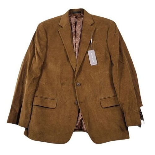 Cappotto sportivo Michael Kors velluto a coste tinta unita uomo 42R 42 Vicuna marrone vestibilità moderna
