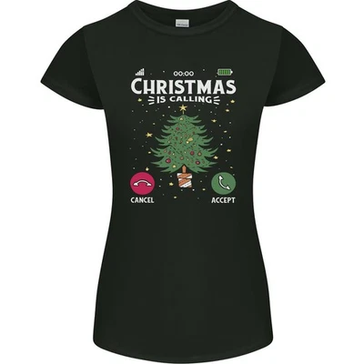 Noël Appelle T-Shirt Femme Coupe Petite Drôle - Photo 1/2