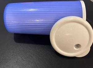 Tupperware 3329A Blue Insulated 24oz Drink Travel Tumbler White Lid 4185A-1 Cup - Picture 1 of 3