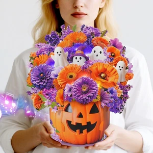 Carte pop-up Halloween musicali e illuminate, regali floreali a grandezza naturale - Foto 1 di 7