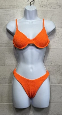 Traje de baño bikini de 2 piezas con tanga acanalada de corte alto talla pequeña para mujer Foto 1 de 4