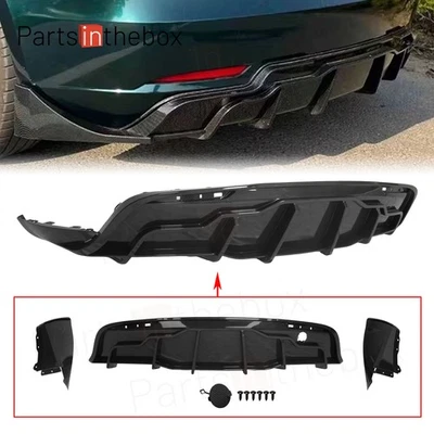 Rear Bumper Lip Diffuser Splitter Carbon Fiber Style For 2020-2024 Tesla Model Y Foto 1 de 4