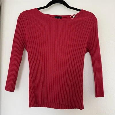 Camisa Suéter Y2K Vintage Roja Acanalada Manga Larga Metal Bling Hardware Estrás Foto 1 de 4