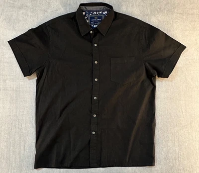 Мужская никелевая и железная повседневная рубашка с коротким рукавом на пуговицах черная РАЗМЕР БОЛЬШОЙ L!! - Изображение 1 из 4